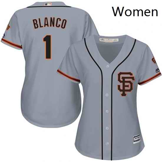 Womens Majestic San Francisco Giants 1 Gregor Blanco Replica Grey Road 2 Cool Base MLB Jersey